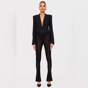 Prettylittlething Black Woven Binding Detail Tailored Jumpsuit size 2